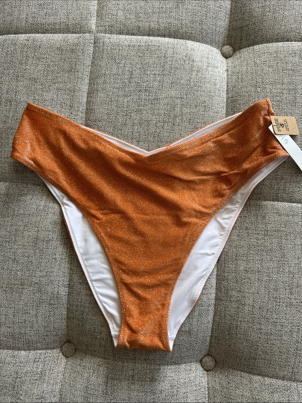 PINK Victoria's Secret Sparkle Copper-Orange High-Cut Bikini Bottom
